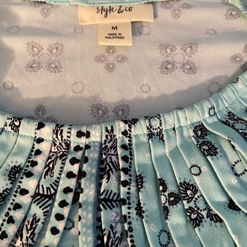 Boho Turquoise Flutter Sleeve Summer Blouse - Picture 7 of 7